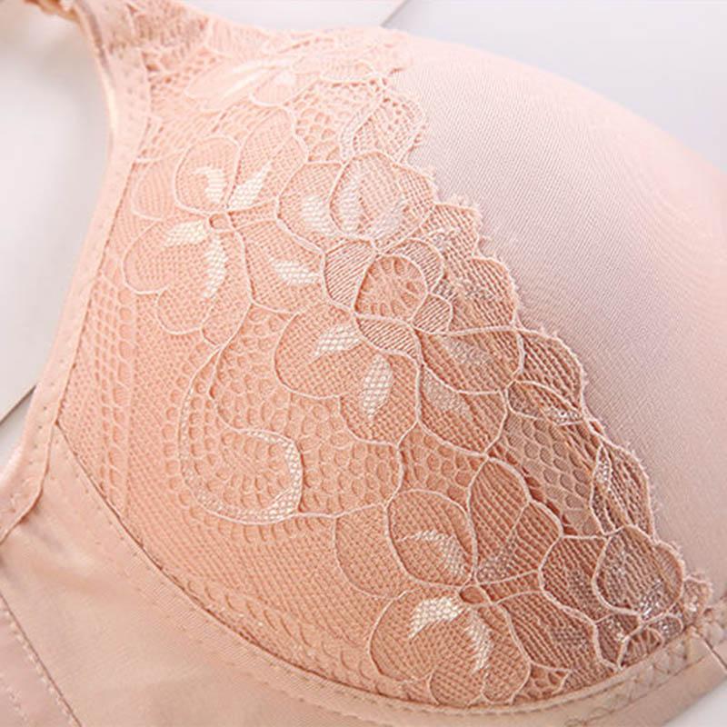 Large Size Thin Breathable No Steel Ring Bra Gathering Comfortable Simple Lace Design Fashion Sexy Ladies Bra