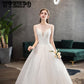 V-neck beautiful ball gown lace up backless formal bride dresses wedding dress