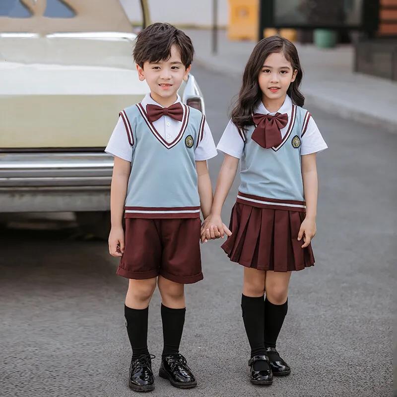 Children's Clothing College Style Boys and Girls Short-sleeved Shirt Suit Primary School Uniforms Class Uniforms Kindergarten Uniforms