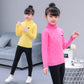 Girl Sweater Plus Velvet Thick Autumn and Winter Solid Color Set High Collar Long-sleeved Big Children's Knitting Shirt