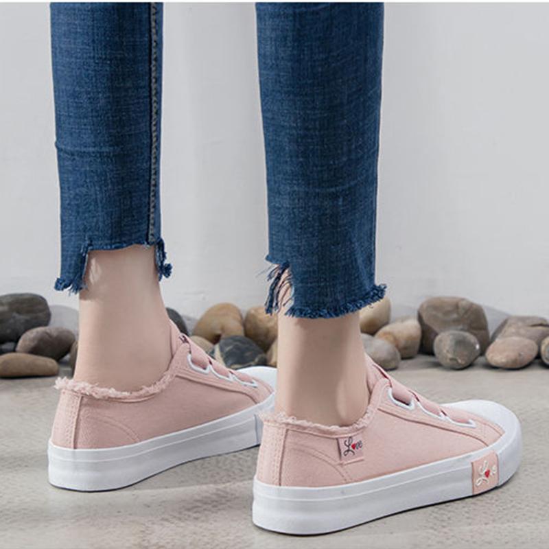 Sneakers Canvas Shoes for Women Fashion Solid Superstar Hook Loop Vulcanize Shoes