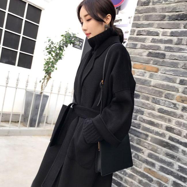 Urban Fashion Solid Women Casual Woolen Coat Female Long Windbreaker Jackets Korean Wool Coat Lady Overcoats