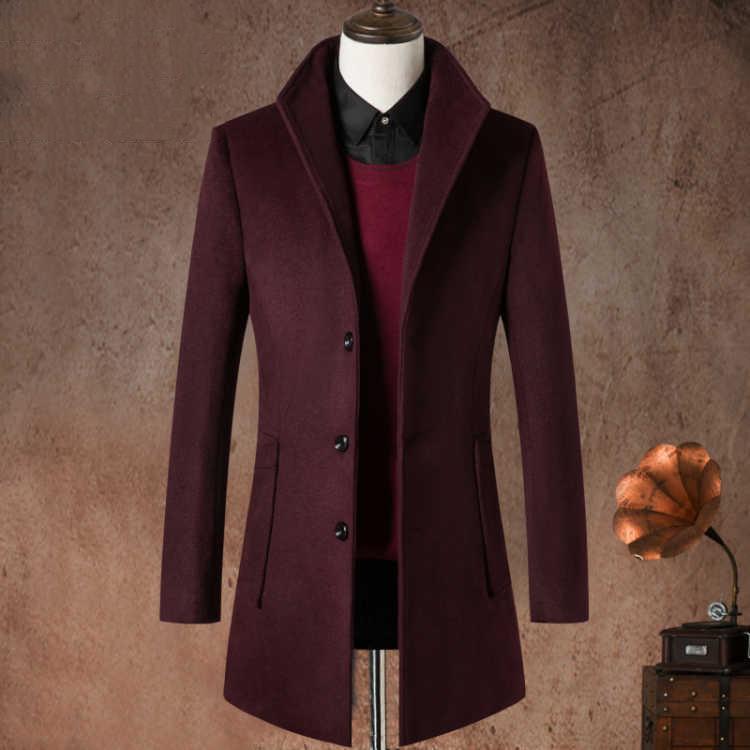 Men Woolen Coats Autumn Winter Solid Men's Wool Coats Luxurious Cashmere Coat Male Jacket