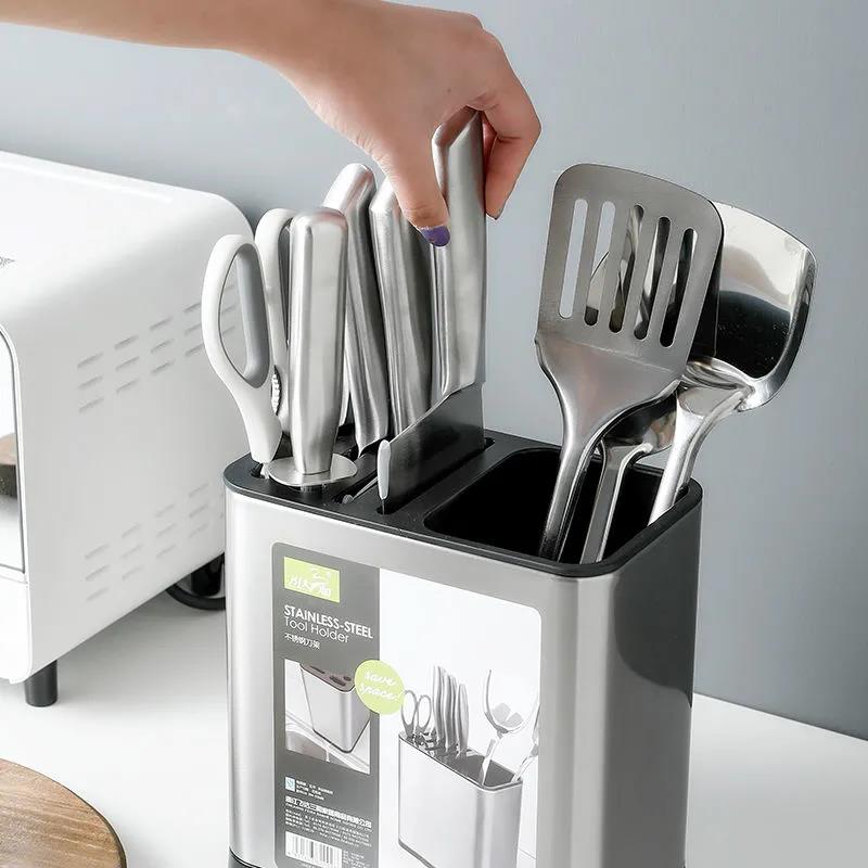 Stainless Steel Tool Holder Kitchen Supplies Household Tool Storage Multi-function Knife Shelf