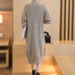 Autumn and Winter Knitted Top Long-sleeved Mid-length Sweater Solid Color Cardigan