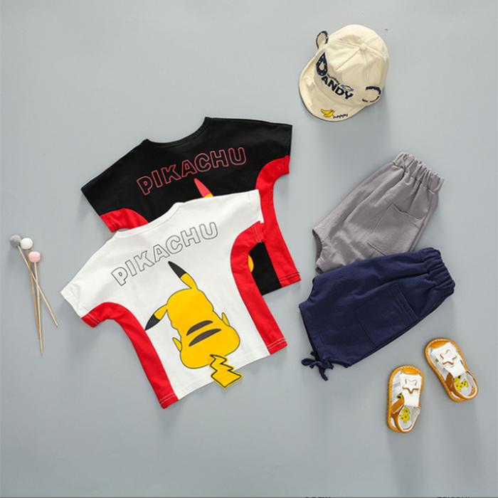 Cartoon Children's Summer Cute Set Pullover Top Short Sleeve T-shirt Shorts Boys Girls Two Piece Suit