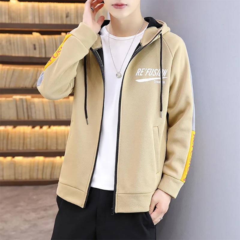 Fleece Sweater Men's Autumn Hooded Sweatshirts Youth Sports Cardigan Trend Casual Sweater