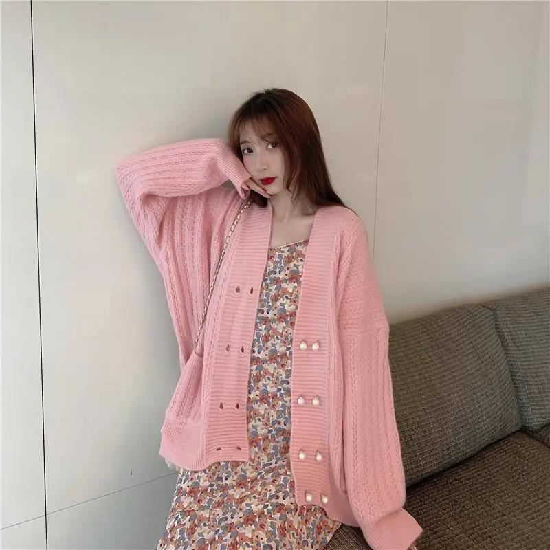 Autumn Gentle Wind Sweet and Age-reducing Loose Long-sleeved Open Lining Sweater Sweater Women