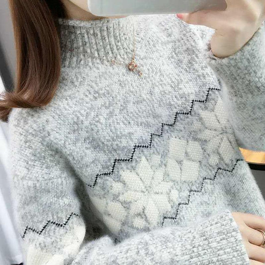 Autumn Winter  Women Fashion Sweater Casual Knitting Sweater Turtleneck  Pullovers Loose Casual Long Sleeve Sweater
