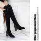 Women's Thick Heel Over Knee Boots High Heel Elastic  Boots Autumn  Winter Plus Fleece High Boots