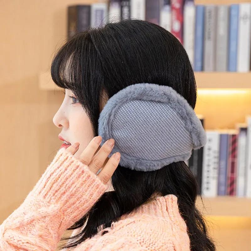 Women's Winter Earmuffs Ear Warmer Solid Color Plaid Ear Pad Korean Style Cute Earbags Earwarmer Ear Muff Plush Ear Cover Protection
