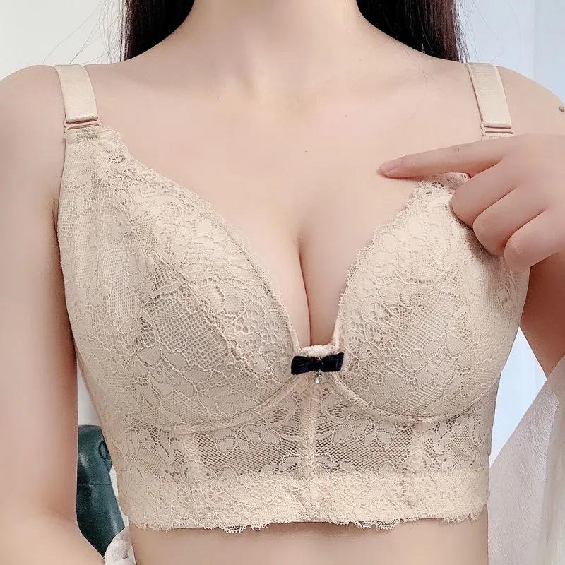 Push Up Bra for Women Plus Size Seamless Underwear Plus Size Bras Thin Underwire Sexy Gathered Bralette Women D E Bras