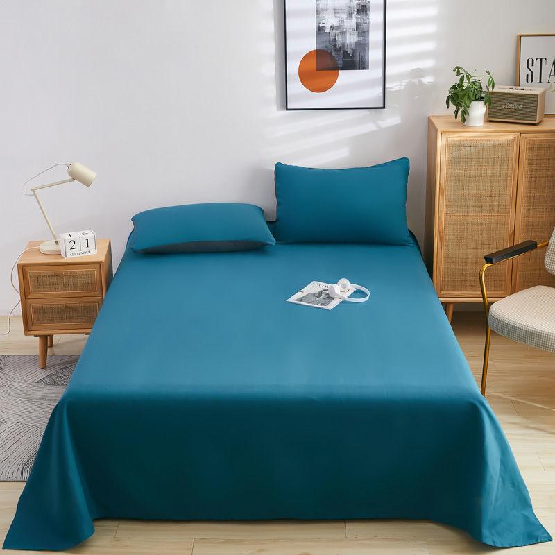 Solid Color Bed Sheet Cotton Mattress Protector Cover Flat Sheet 1pcs Soft Bedclothes Twin Queen King Size