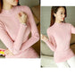 Autumn and Winter Thickened Half Turtleneck Sweater Women Warm Short Ruffled Solid Color Knitted Bottoming Shirt