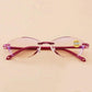 Women's Ultra-light Frameless Reading Glasses Anti-blue Light Diamond Cut Edge Ultra-clear Magnifer Glasses High Elasticity