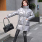 Women's Winter Coats Fashion Glossy Stand Collar Parkas Waterproof Shiny Winter Jacket Women Drawstring Padded Cotton Coat Outwear