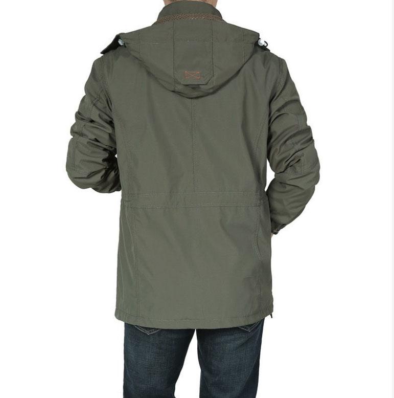 Autumn and Winter Thickened Jacket Men's Outdoor Leisure Multi-pocket Mid-length Jacket Large Size Waterproof Men's Jacket