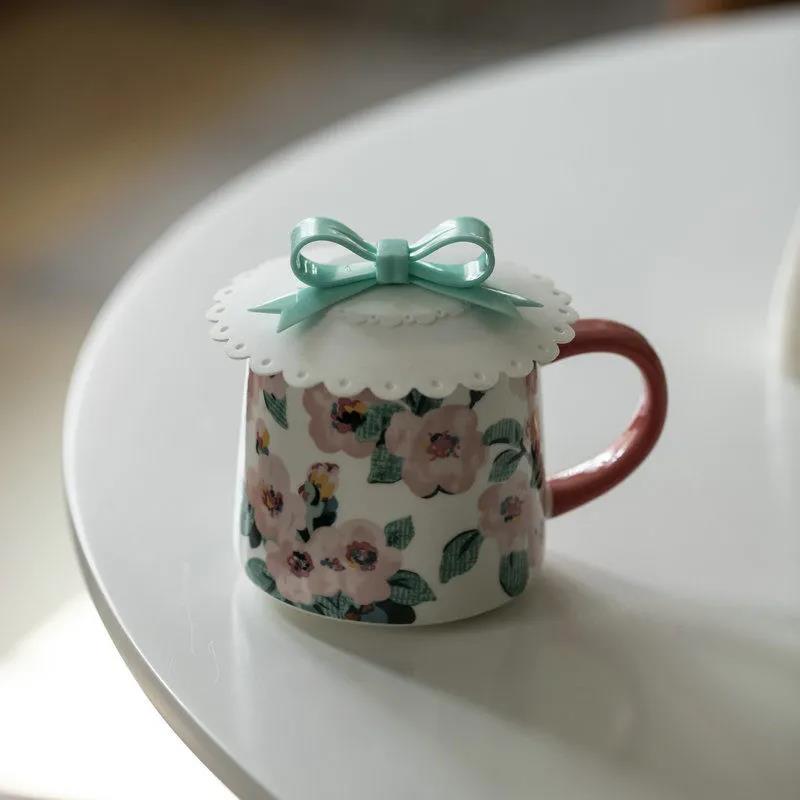 British Floral Ceramic Mug Breakfast Cup Couple Cup Milk Cup Breakfast Cup