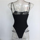 One Piece Swimsuit High Cut Black Sexy Cross Halter Swimwear Women Solid Bathing Suits Beach Wear