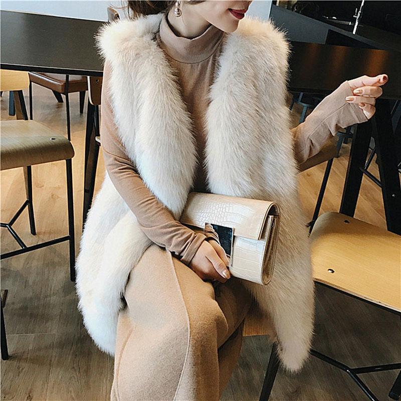 Korean Version of The Imitation Fur Vest Mid-length Fox Fur Women's Jacket Autumn and Winter Rabbit Fur Waistcoat Vest