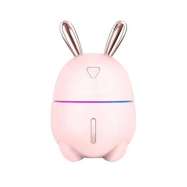 300ML Mini Air Humidifier Cute Rabbit USB Aroma Essential Oil Diffuser Colorful Night Light Car Office Air Purifier Mist Maker
