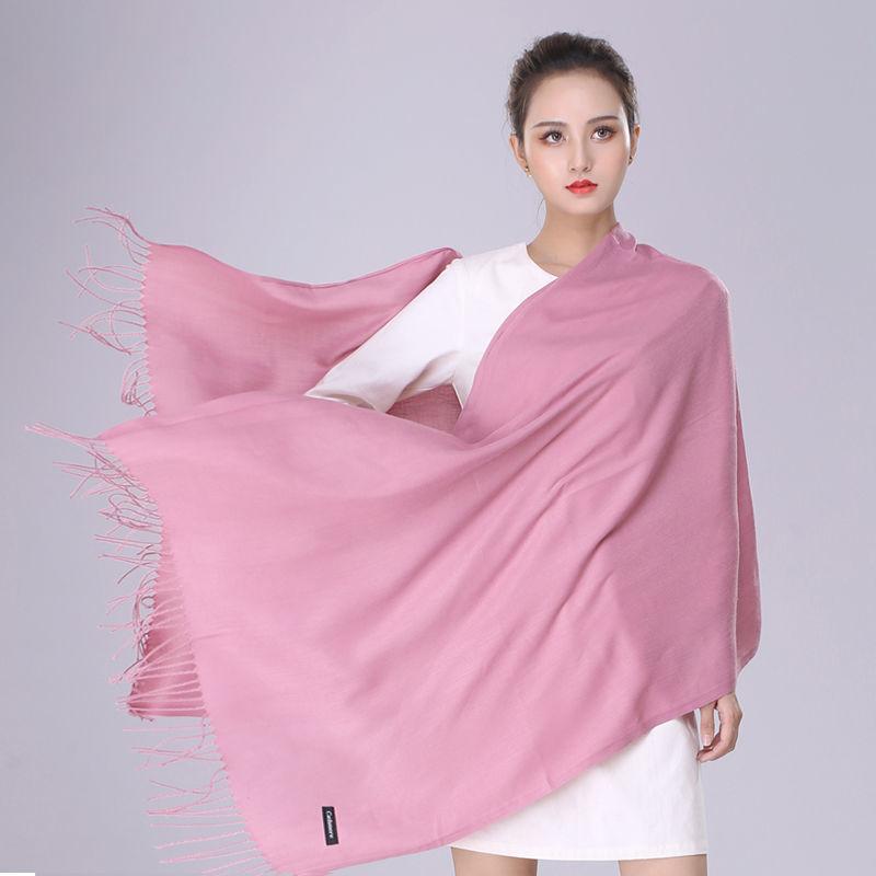 Pure Color Faux Cashmere Scarf Shawl Dual-use Wild Thick Long Section Ladies Warm Knitted Big Scarf Soft Fabric Temperament Shawl