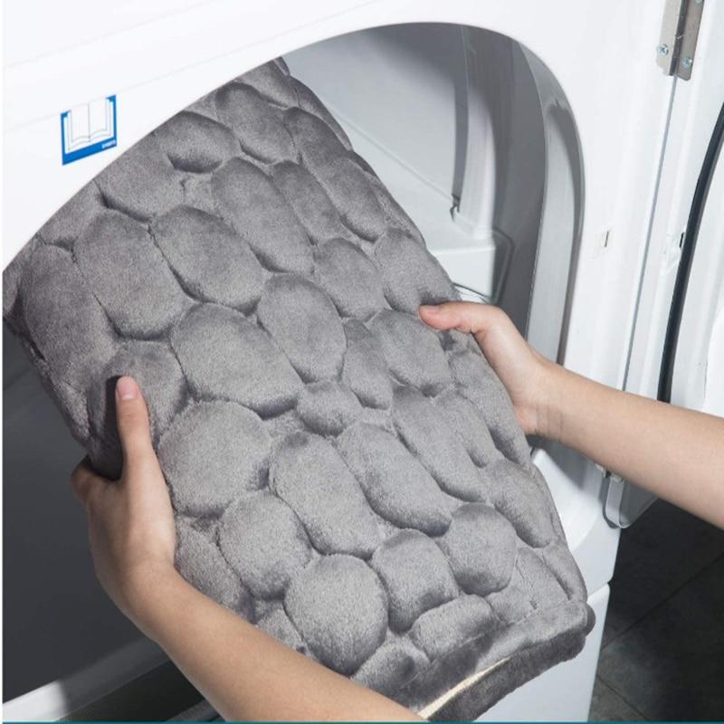 Cobblestone Embossed Bathroom Bath Mat Non-slip Carpets In Wash Basin Rug Shower Room Doormat Memory Foam Pad