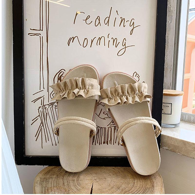 Sponge Cake Platform Sandals Female Fairy Style Summer Student Flat Roman Net Red Sandals