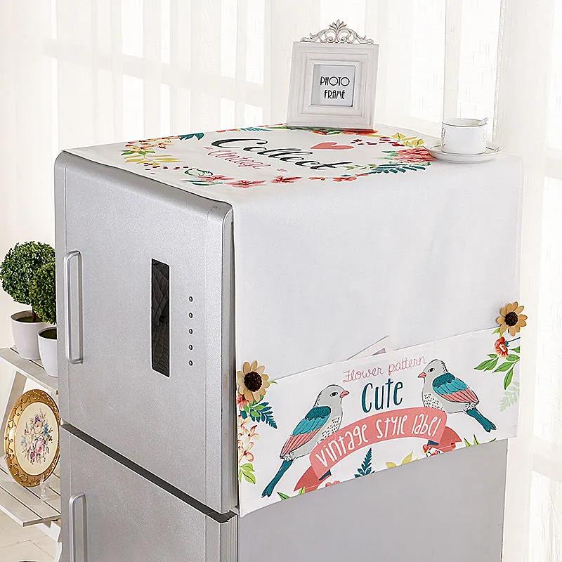 Thickened Refrigerator Cover Cloth Towel Washing Machine Cover Cloth Cartoon Pattern Refrigerator Dust Cover