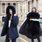 Mid-length Down Jacket To Overcome The Korean Version of Loose Plus Velvet Thickened Large Fur Collar Tooling Jacket