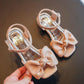 Girls Sandals Princess Shoes Children's High Heels Breathable Open-toe Summer Little Girls Bow Beach Shoes