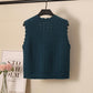 Wool Knitted Vest Women's Vest Spring and Autumn Loose Short Wave Side Single-breasted Hollow Sweater Small Cardigan