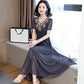 Black High Waist Pleated Party Dress Women Deep V Neck Full Sleeve Dress Summer Fit Flare Beach Dress Party Night