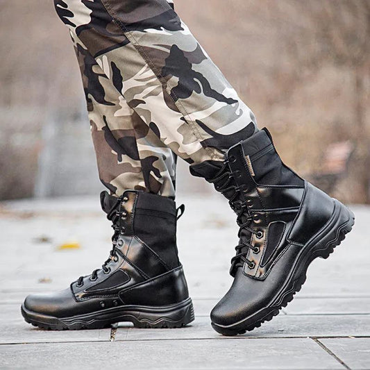 High-top Outdoor Boots Men's Leather Boots Spring Autumn and Summer Net Boots Shoes Martin Boots Security Shoes
