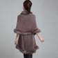 Ponchos and Capes Women 2019 Christmas Fashion Faux Fox Fur Collar Winter Wool Cloak Long Overcoat