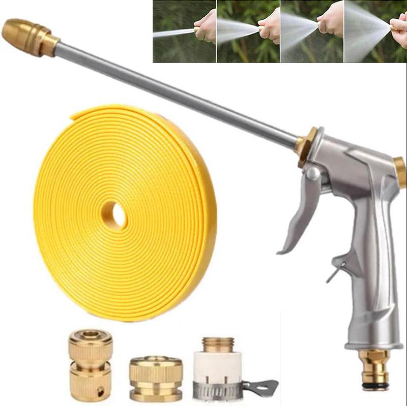 All Metal High Pressure Water Gun Set 10/15/20m Water Pipe Car Wash Gun Household Portable Watering Gun Garden Tool