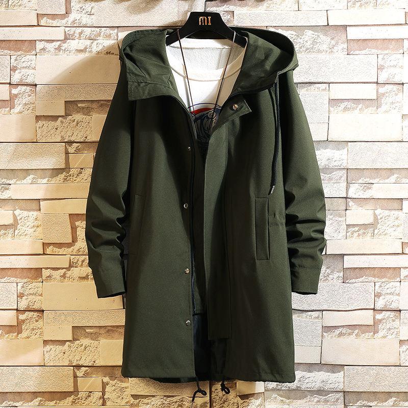 Mid-length Windbreaker Men's Coat Spring and Autumn 2021 New Trend Loose Large Size Youth Jacket