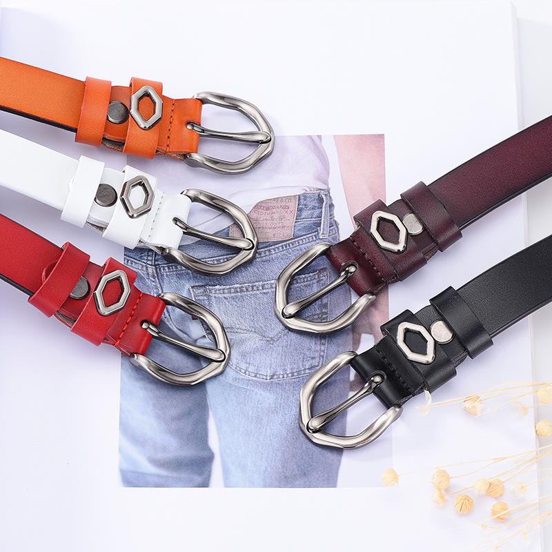 Belts Women's Leather Round Metal Circle Waist Belt for Women Jeans Pants