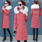 Mid-length Down Jacket Winter Ladies Fashion Big Fur Collar Hooded Mid-length Korean Waist Coat