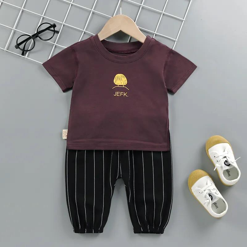 Baby Boy Summer Suit Casual Cotton Boy Pajamas Children Sportswear Suit Cute Boneless T-shirt Top Shorts Suit 1-8 Years Old