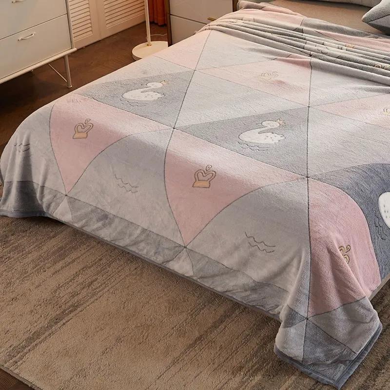 Blanket Thicken Warm Coral Fleece One-piece Single Double Quilt Blanket Winter Bedroom Nap Blanket Student Dormitory Plush Quilt