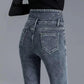 Plus Velvet Thickening Jeans Women's High Waist Winter Korean Version of The Trend Slime Stretch Warm Tight Foot Pencil Pants