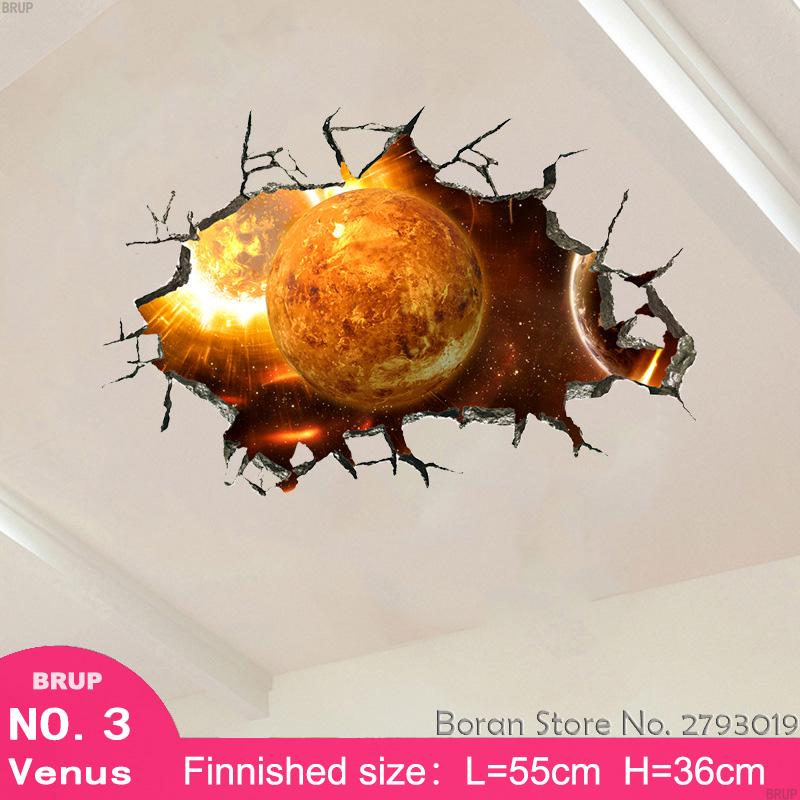 12 Kinds Solar System Planets Wall Stickers For Kids Room Universe 3d Stickers Kids Room Decoration
