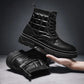 Men's Non-slip Autumn and Winter Martin Boots Net Red Ins Tooling Boots Korean Version of The British Style Black Boots Microfiber Leather Shoes
