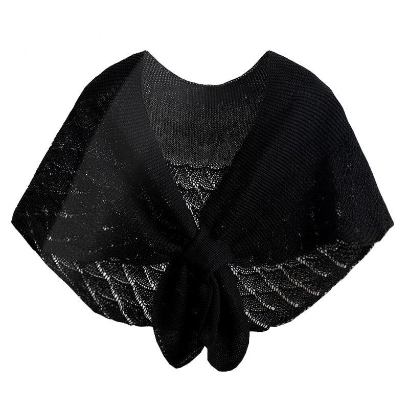 Sunscreen Shawl Female Summer Thin Shawl with Skirt High-end Hollow Shawl Knitted Short Shawl All-match Clothing Knotted Fake Collar Neck Scarf