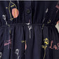 Women's Spring and Autumn Floral Dress Long Sleeve A-Line Stand Collar Mid-length Skirt Shirt Sleeve