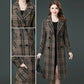 Woolen Coat Women's Mid-length Autumn and Winter Long Over-the-knee Thickened Warm Houndstooth Plaid Woolen Coat