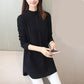 Pofulove large size loose-knit base dress Sweater women's mid-length half-high collar thickened