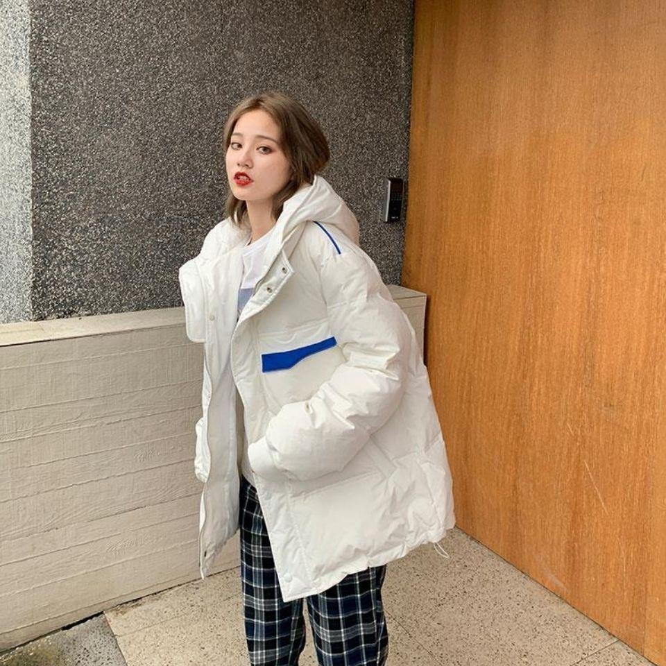 Hong Kong Style Tooling Cotton-padded Jacket Women Ins Winter Korean Version of Loose Bread Suit Clothes Thick Cotton Jacket Tide