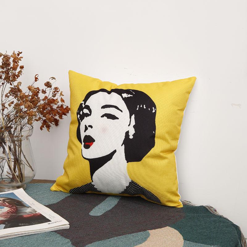Nordic Style Pillow Yellow Geometric Cushion Gray Sofa Cushion Pillow Office Bedroom Lumbar Cushion